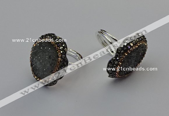 NGR2130 22*28mm - 22*30mm flower plated druzy agate rings