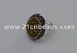 NGR2135 22*28mm - 22*30mm flower plated druzy agate rings