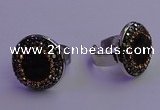 NGR2139 20mm - 22mm coin plated druzy agate gemstone rings