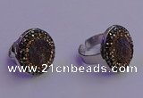 NGR2141 20mm - 22mm coin plated druzy agate gemstone rings