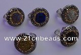 NGR2143 20mm - 22mm coin plated druzy agate gemstone rings