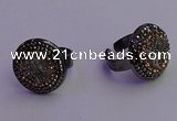 NGR2153 20mm - 22mm coin plated druzy agate gemstone rings