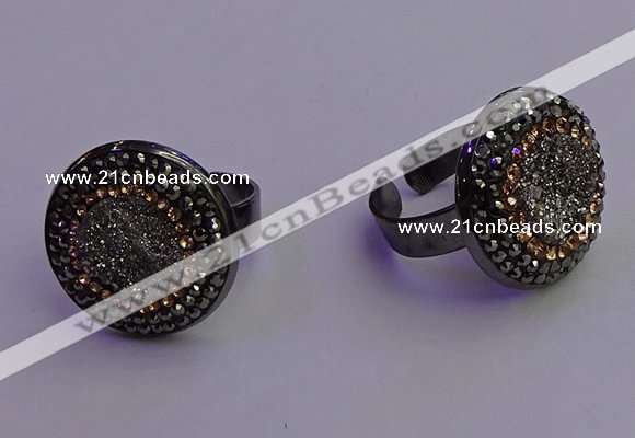 NGR2153 20mm - 22mm coin plated druzy agate gemstone rings