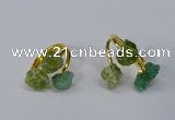 NGR216 5*8mm - 6*10mm freeform druzy agate & peridot rings wholesale