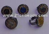 NGR2160 20mm - 22mm coin plated druzy agate gemstone rings