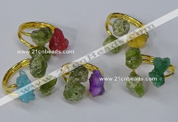 NGR217 5*8mm - 6*10mm freeform druzy agate & peridot rings wholesale