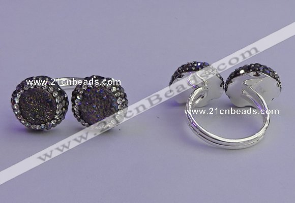 NGR2177 12mm - 14mm coin plated druzy agate rings wholesale