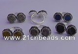 NGR2179 12mm - 14mm coin plated druzy agate rings wholesale