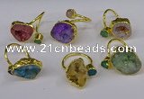 NGR219 8*9mm - 20*25mm freeform druzy agate gemstone rings