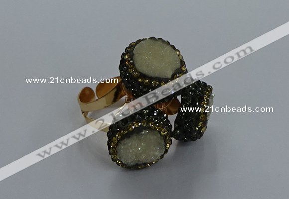 NGR290 14mm - 16mm coin plated druzy agate gemstone rings