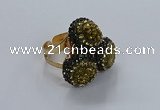 NGR293 14mm - 16mm coin plated druzy agate gemstone rings