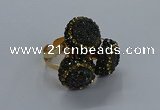 NGR296 14mm - 16mm coin plated druzy agate gemstone rings