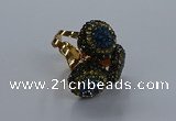 NGR297 14mm - 16mm coin plated druzy agate gemstone rings