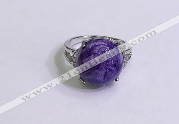 NGR3010 925 sterling silver with 14mm flat  round charoite rings
