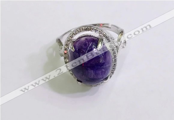 NGR3037 925 sterling silver with 12*14mm oval charoite rings