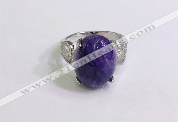 NGR3043 925 sterling silver with 12*16mm oval charoite rings