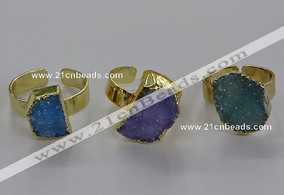 NGR315 10*14mm - 13*18mm freeform druzy agate gemstone rings