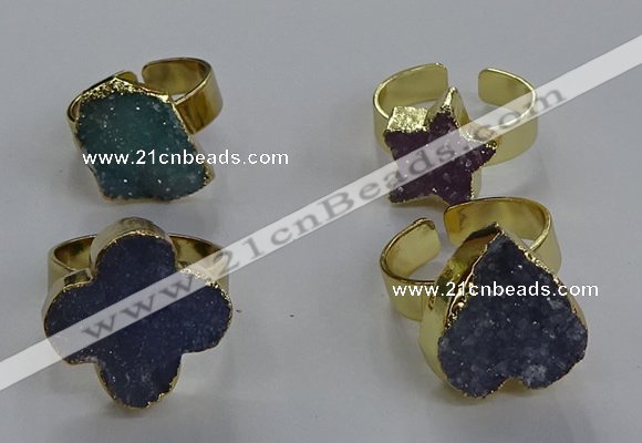 NGR323 10*14mm - 18*20mm freeform druzy agate gemstone rings