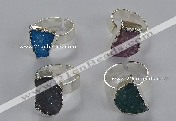 NGR325 13*18mm - 15*20mm freeform druzy agate gemstone rings