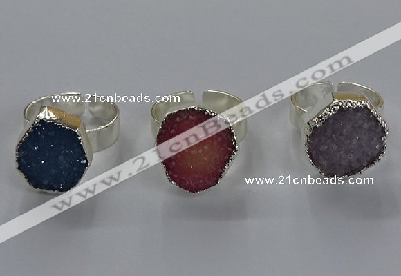 NGR327 16*18mm - 18*20mm freeform druzy agate gemstone rings