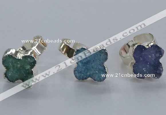 NGR329 18*18mm - 20*20mm flower druzy agate gemstone rings