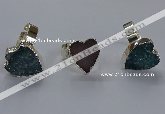 NGR333 13*18mm - 15*20mm heart druzy agate gemstone rings