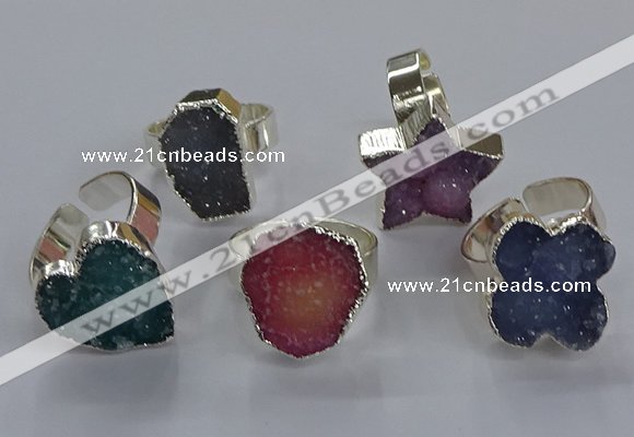 NGR335 10*14mm - 18*20mm freeform druzy agate gemstone rings