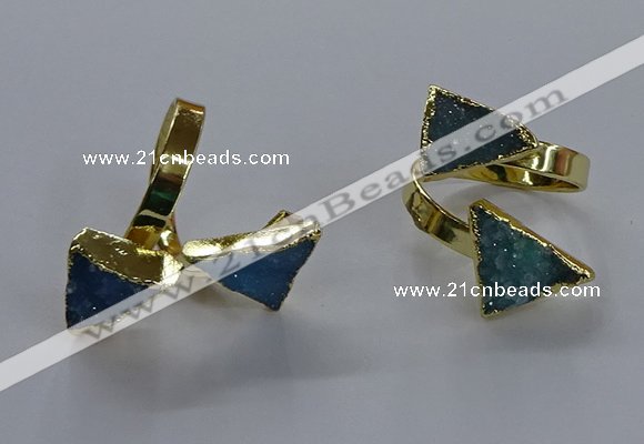 NGR339 12*14mm - 12*16mm triangle druzy agate gemstone rings
