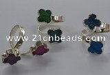 NGR357 15*15mm - 16*16mm flower druzy agate rings wholesale