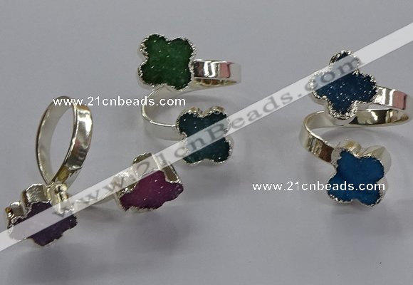 NGR357 15*15mm - 16*16mm flower druzy agate rings wholesale