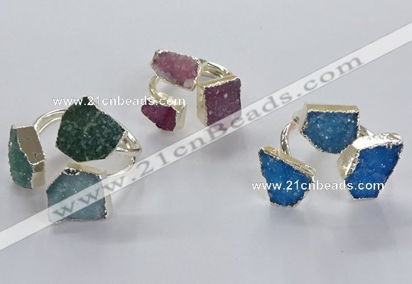 NGR363 10*14mm - 12*16mm freeform druzy agate rings wholesale