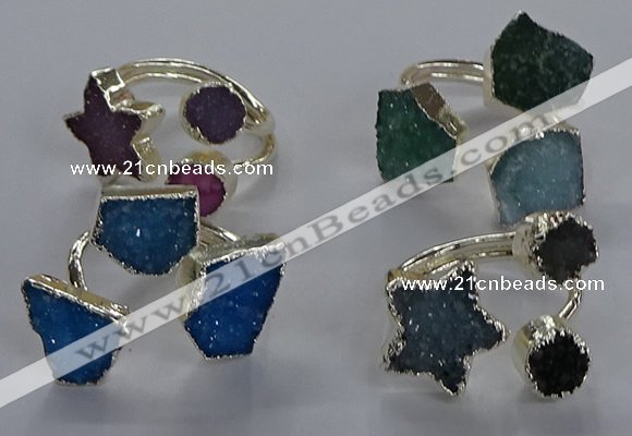 NGR367 8mm - 15*16mm freeform druzy agate rings wholesale