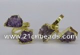 NGR371 13*18mm - 15*20mm freeform druzy amethyst gemstone rings