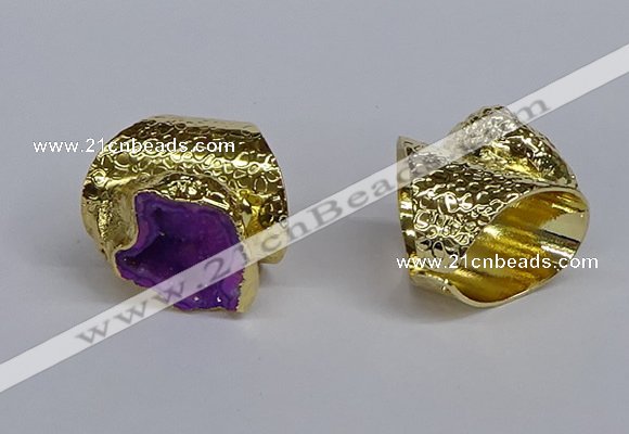 NGR374 15*20mm - 20*25mm freeform druzy agate rings wholesale