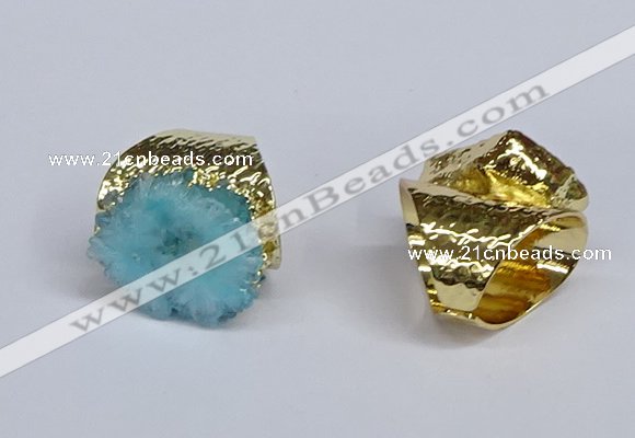 NGR387 18*25mm - 22*28mm freeform druzy agate gemstone rings