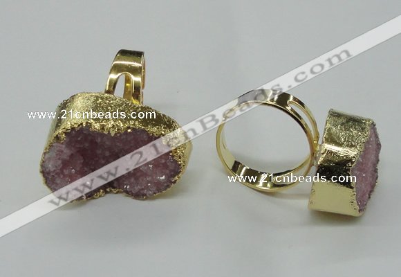 NGR53 18*25mm - 20*30mm freeform plated druzy agate rings