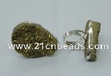 NGR62 25*30mm - 30*40mm freeform plated druzy agate rings