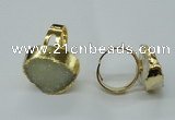 NGR65 15*20mm - 18*25mm freeform plated druzy agate rings