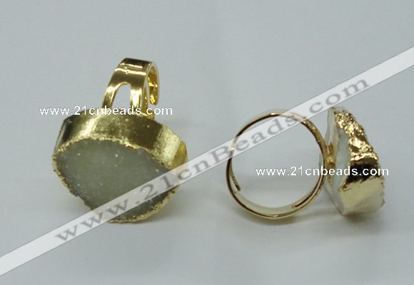 NGR65 15*20mm - 18*25mm freeform plated druzy agate rings