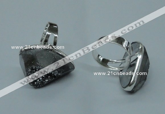 NGR66 15*20mm - 18*25mm freeform plated druzy agate rings