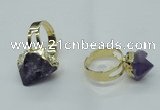 NGR67 10*14mm - 15*20mm faceted nuggets amethyst gemstone rings