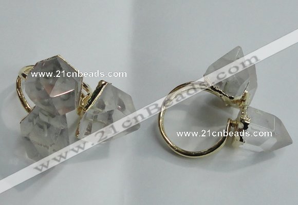 NGR75 13*18mm - 15*20mm faceted nuggets white crystal rings