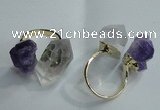 NGR77 13*18mm - 15*25mm faceted nuggets white crystal & amethyst rings