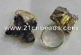 NGR81 18*25mm - 25*30mm butterfly druzy amethyst gemstone rings