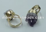 NGR85 12*16mm - 18*20mm freeform druzy amethyst gemstone rings