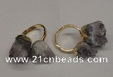 NGR87 15*20mm - 18*25mm nuggets druzy amethyst gemstone rings