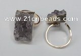 NGR89 15*25mm - 18*28mm freeform druzy amethyst gemstone rings