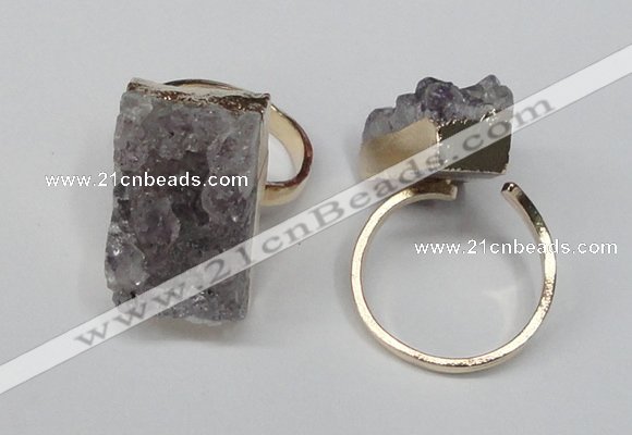 NGR89 15*25mm - 18*28mm freeform druzy amethyst gemstone rings