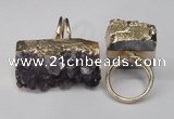 NGR90 22*30mm - 20*40mm freeform druzy amethyst gemstone rings