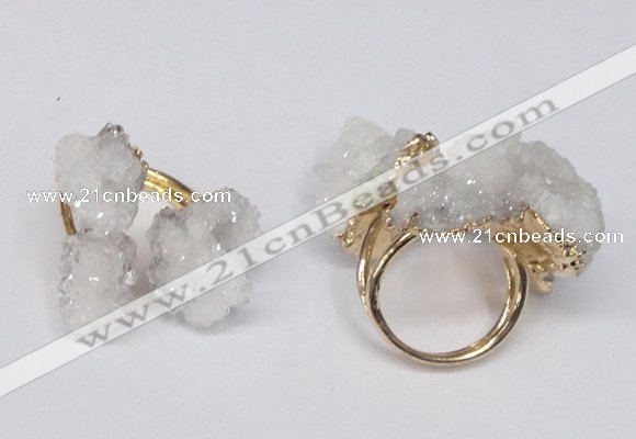 NGR95 15*20mm - 20*25mm nuggets plated druzy quartz rings